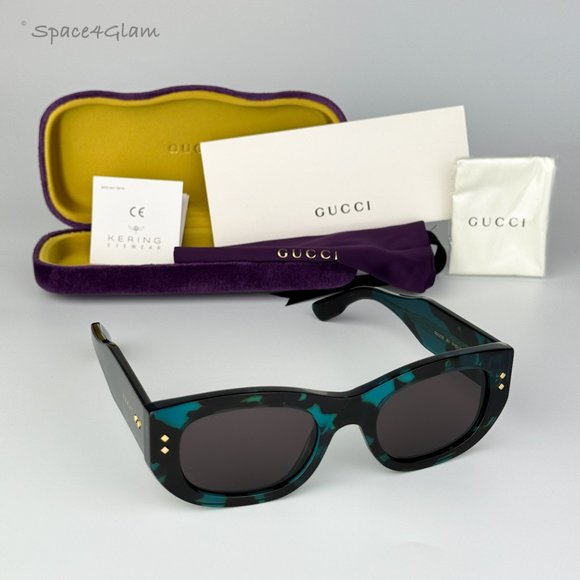NEW Gucci GG1215S 001 Havana Grey Rectangle Unisex Sunglasses GG 1215S - Picture 8 of 12